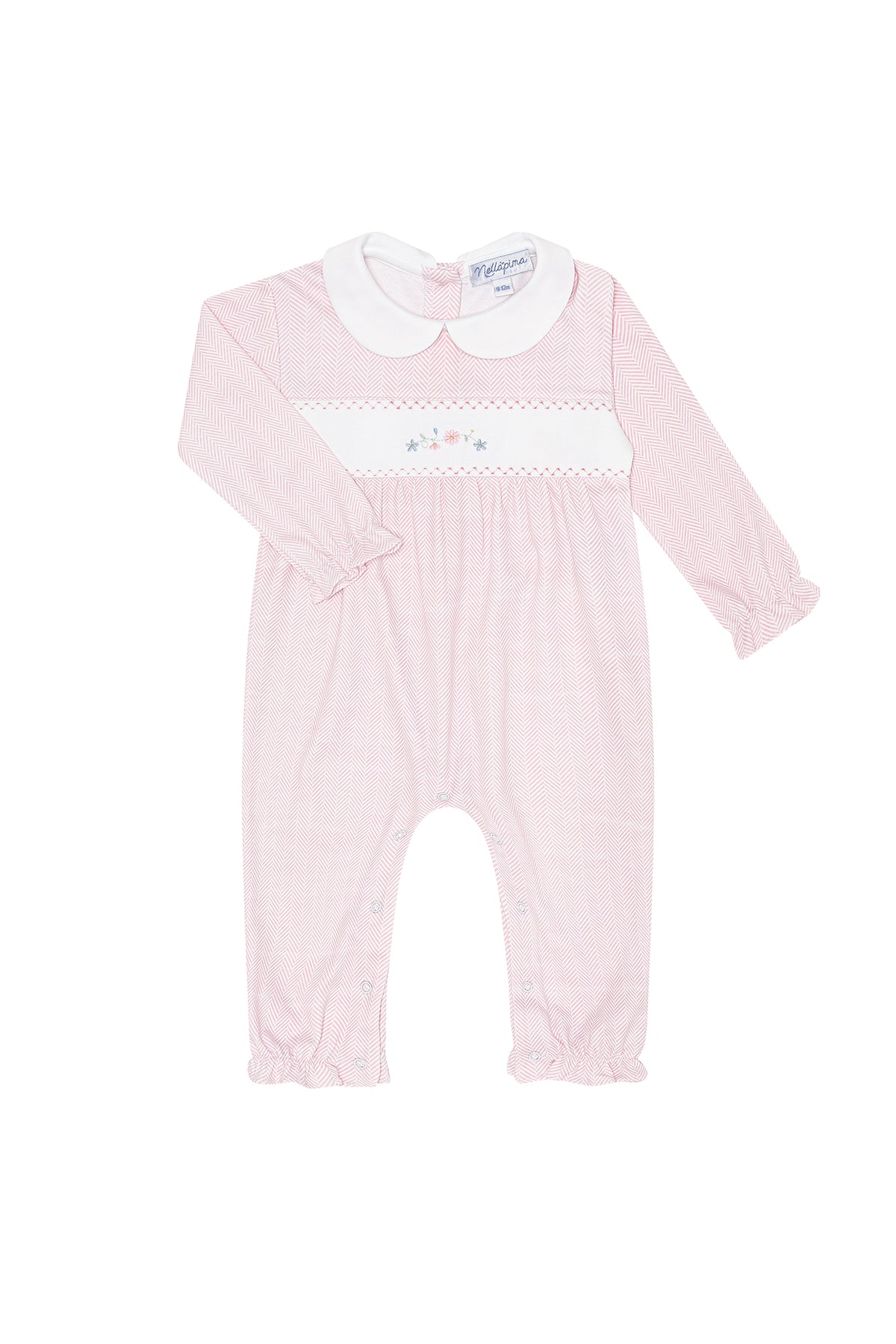Pink Herringbone Embroidered Playsuit
