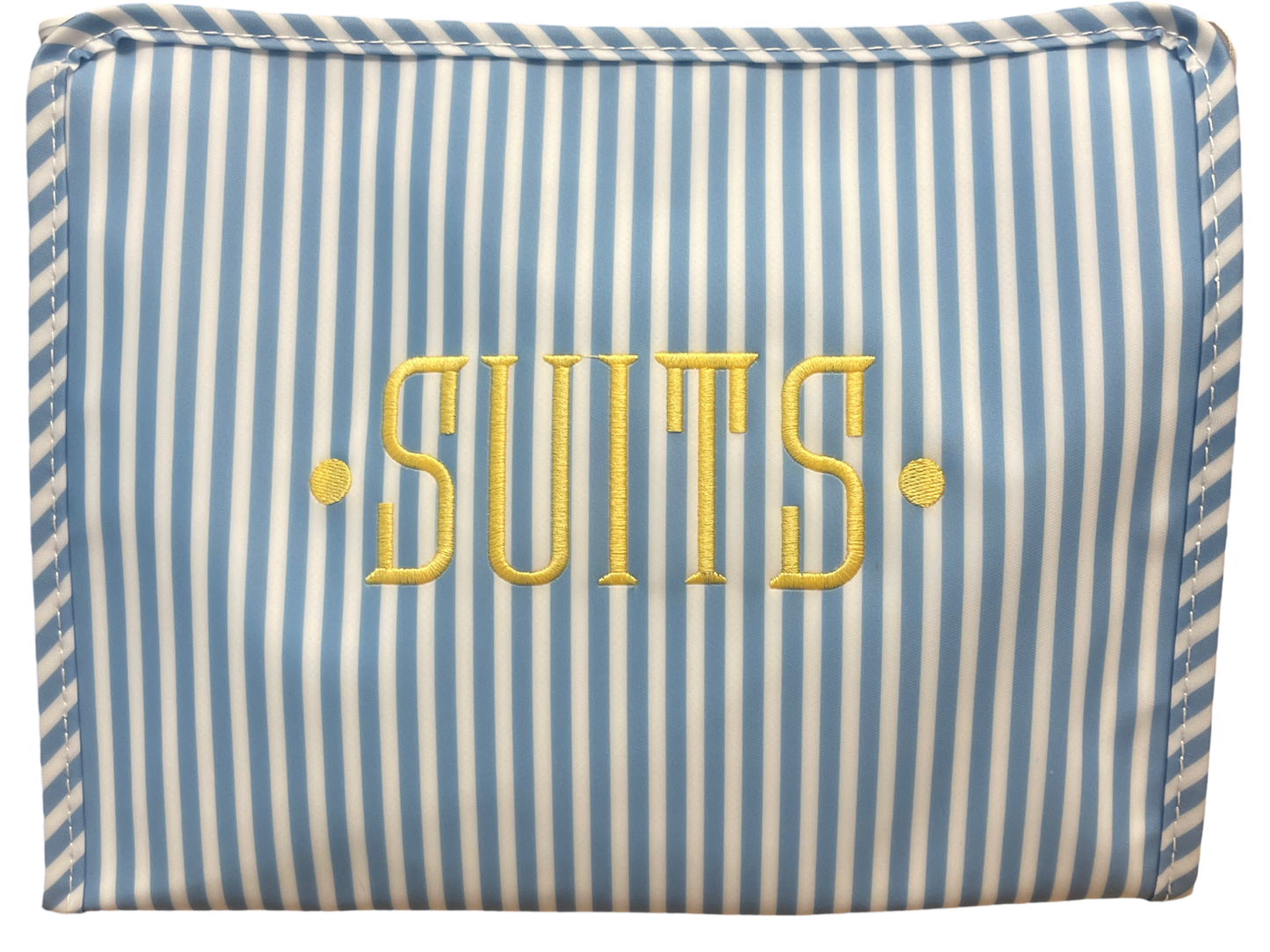 Large Roadie Zip Pouch, Chambray Pimlico Stripe: Suits Embroidery