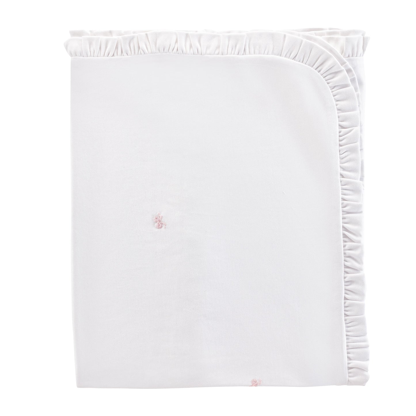Embroidered Ruffled Receiving Blanket, Little Bows