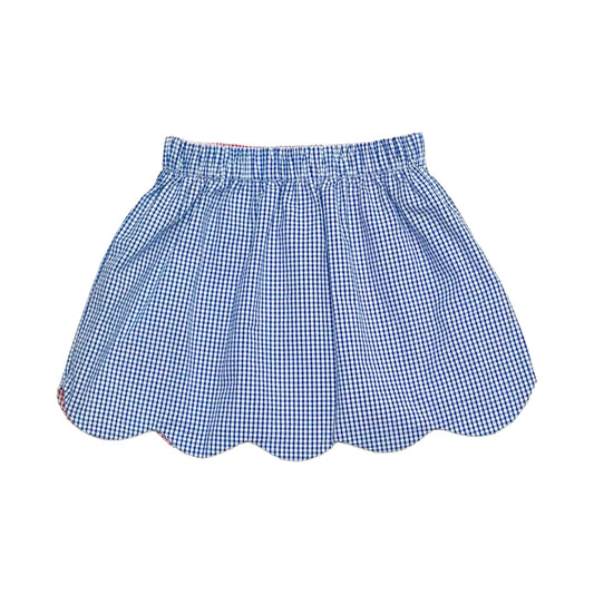 Reversible Kendall Skirt, Seersucker Mini Check Royal Blue or Red