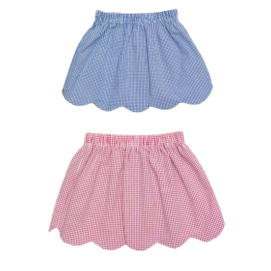 Reversible Kendall Skirt, Seersucker Mini Check Royal Blue or Red