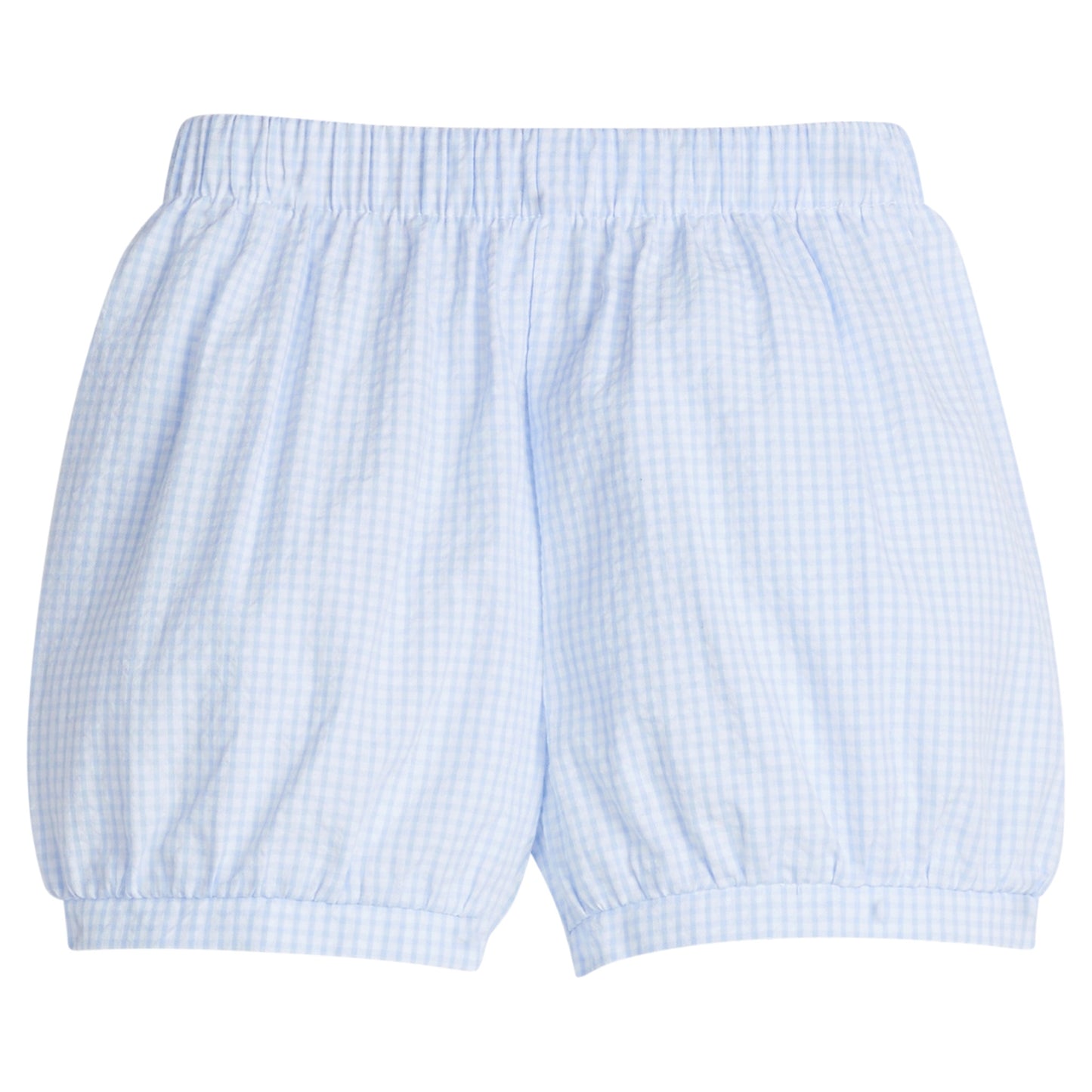 Banded Shorts, Light Blue Mini Gingham Seersucker