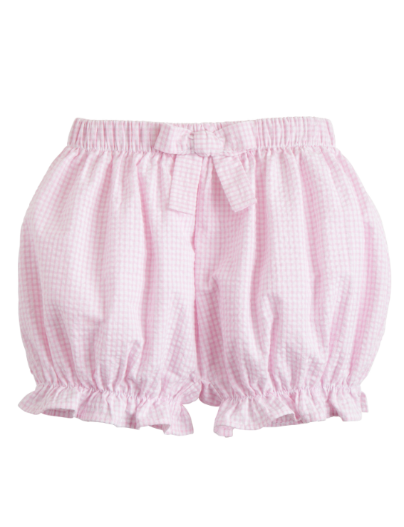 Bow Bloomers, Light Pink Gingham Seersucker
