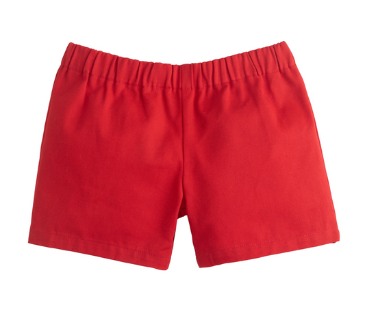 Red Twill Basic Shorts