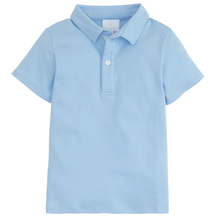 Short Sleeve Solid Polo Shirt, Light Blue