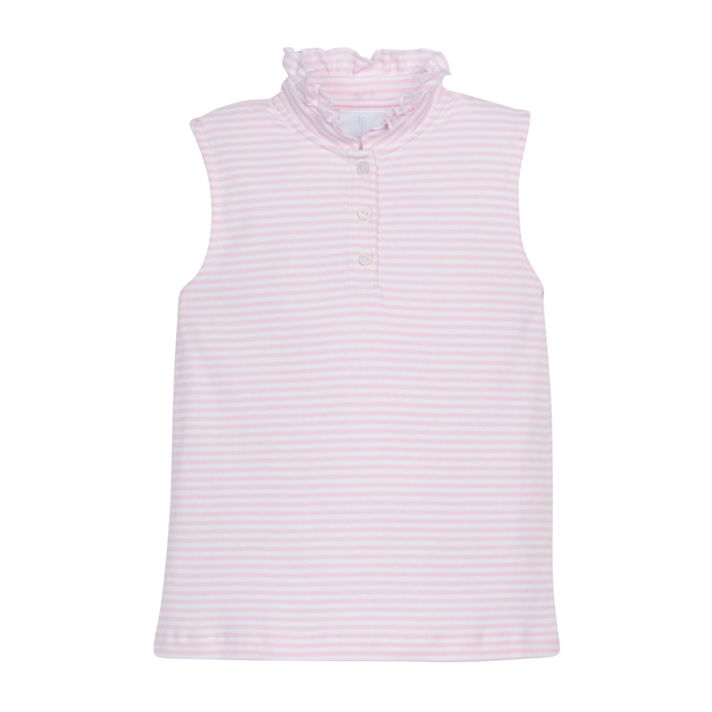 Girl's Sleeveless Hastings Polo, Light Pink Stripe
