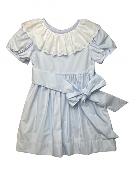 Charlotte Ruffle Collar Blue Dress