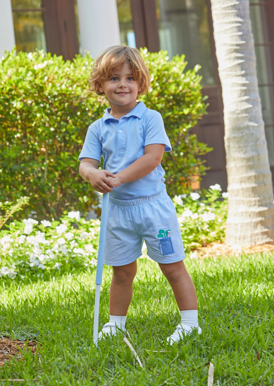 Short Sleeve Solid Polo Shirt, Light Blue