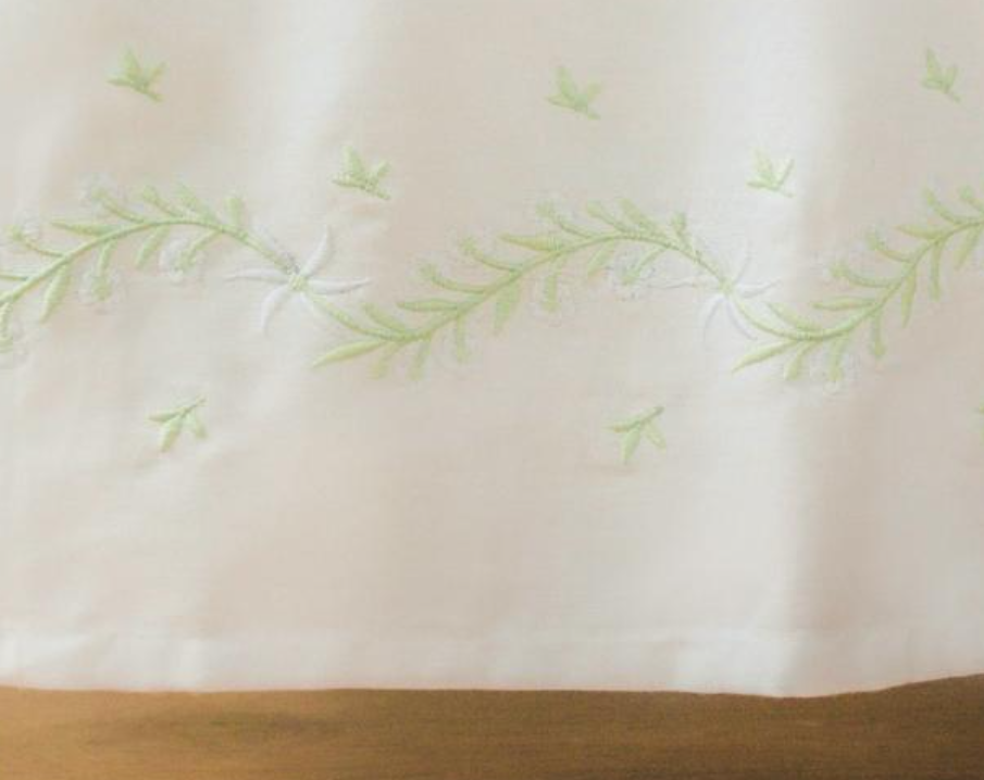 Embroidered Crib Skirt, Meadow Green