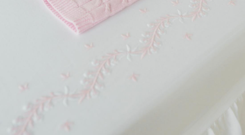 Embroidered Crib Sheet, Blush Pink