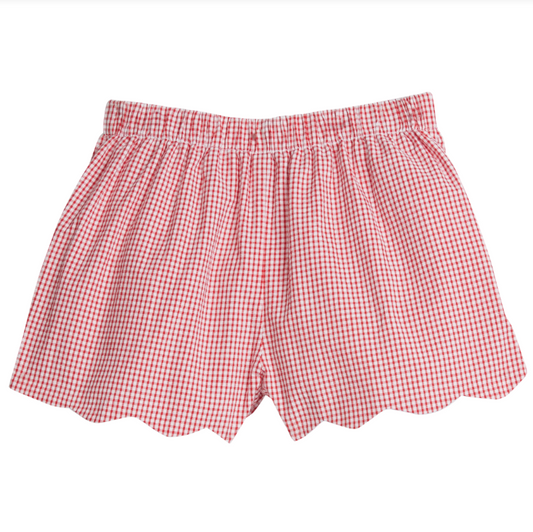 Girl's Red Gingham Scallop Shorts
