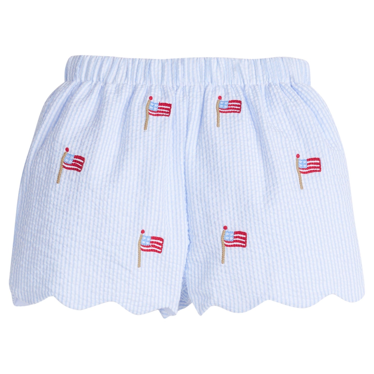 Girl's Embroidered Scallop Shorts, Flags