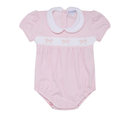 Pink Bows Smocked Bubble