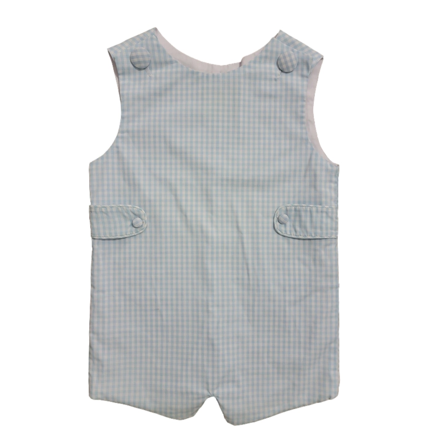 Light Blue Medium Check Christopher Button Tab Shortall