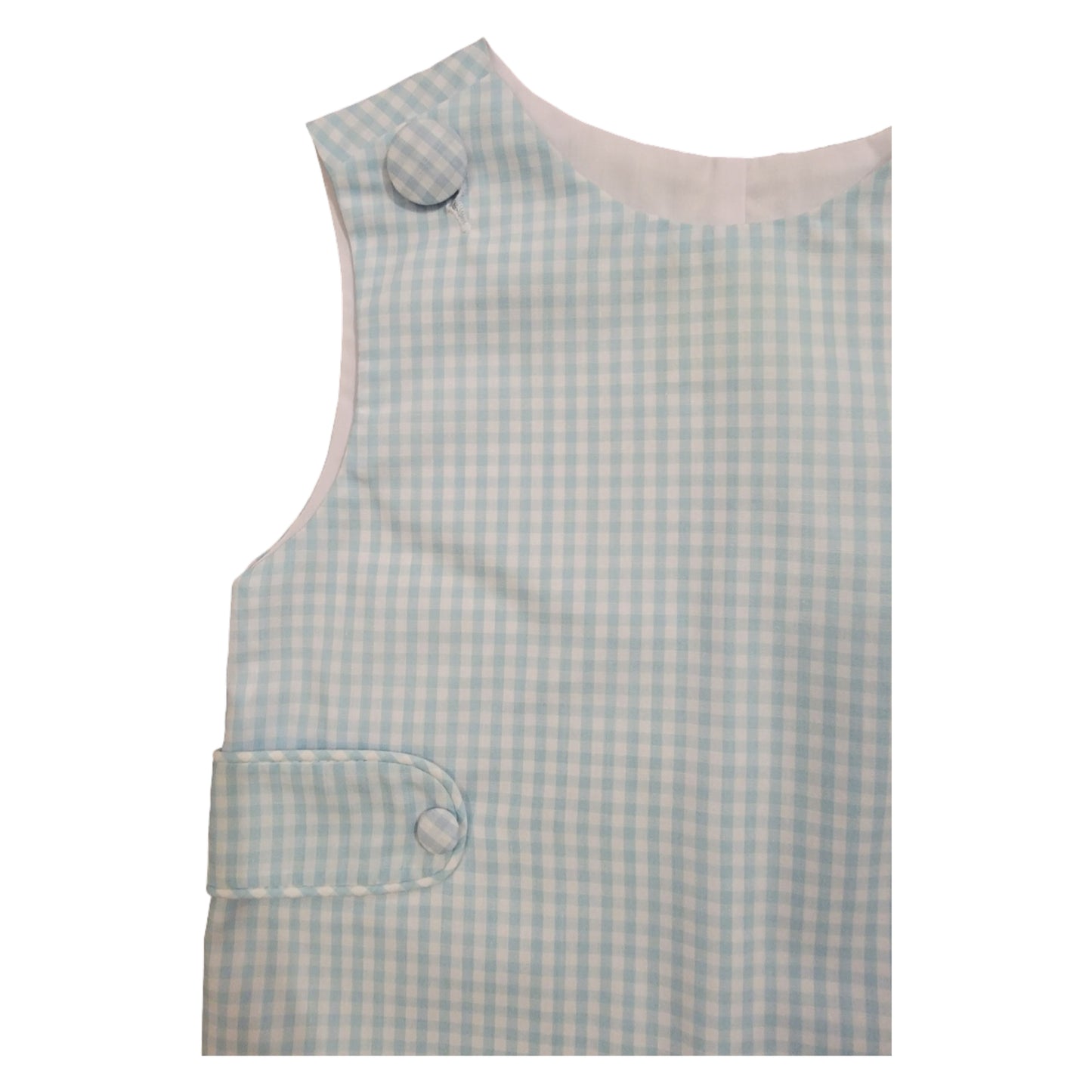 Light Blue Medium Check Christopher Button Tab Shortall