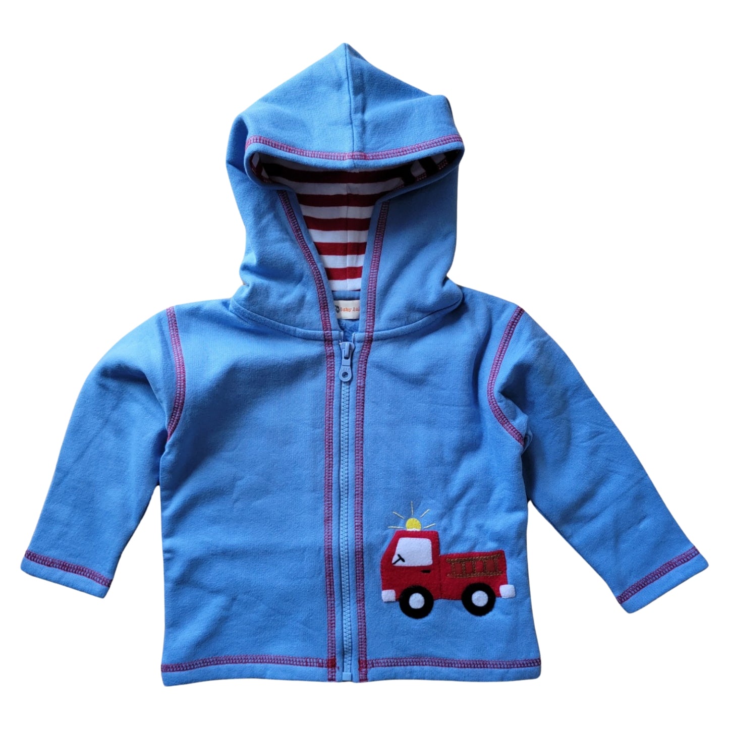 Zip Hoodie with Fire Truck Applique