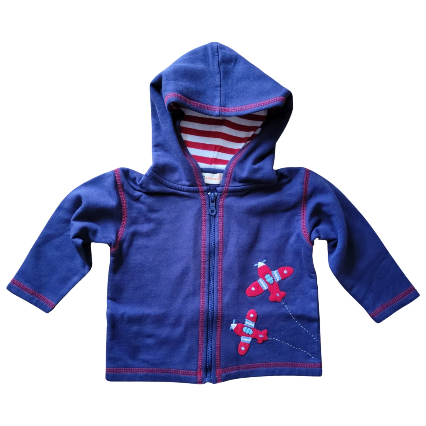 Zip Hoodie with Airplane Appliques