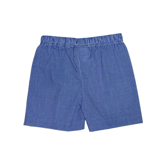 School Bus Leo Short, Royal Blue Mini Gingham