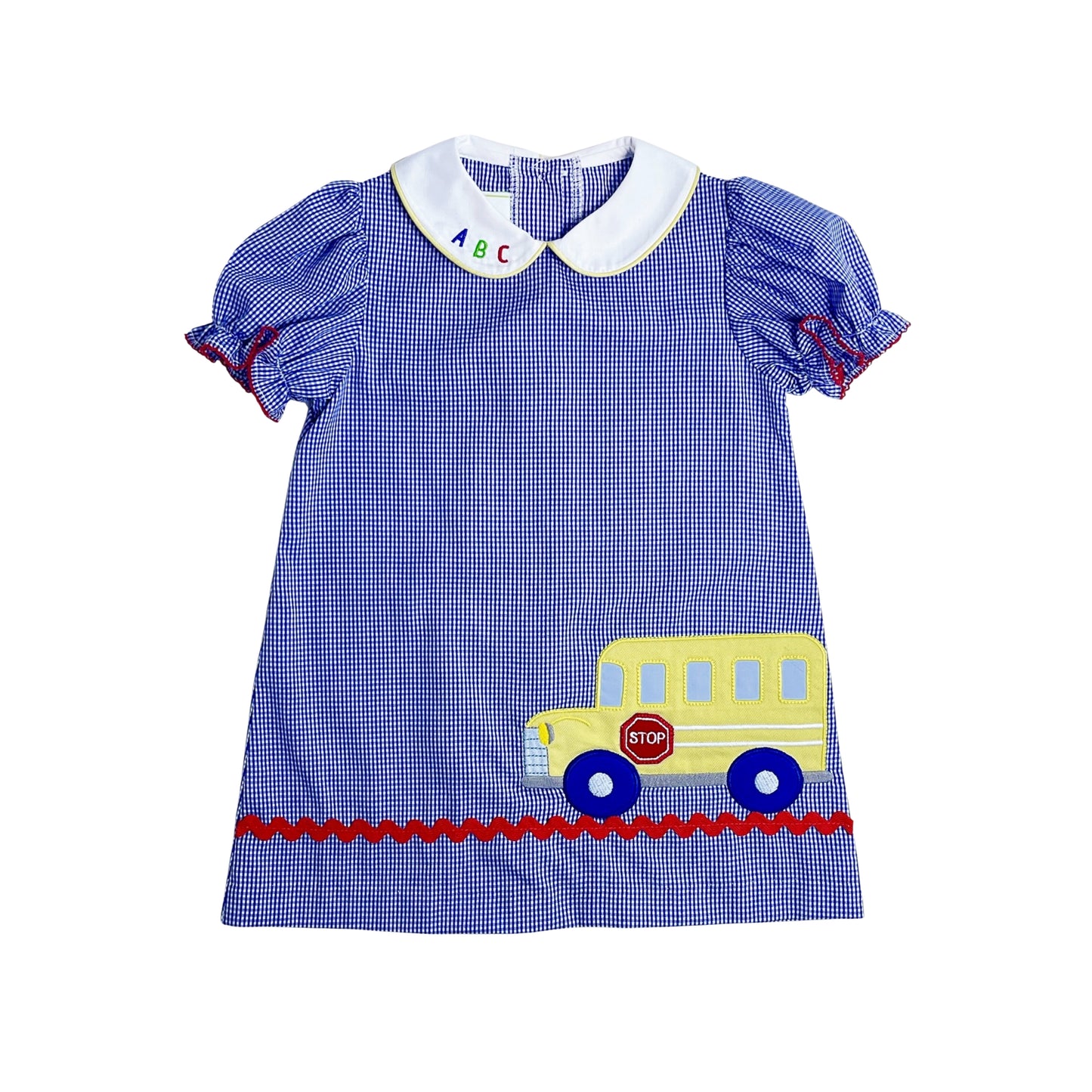 School Bus Louisa Dress, Royal Blue Mini Gingham