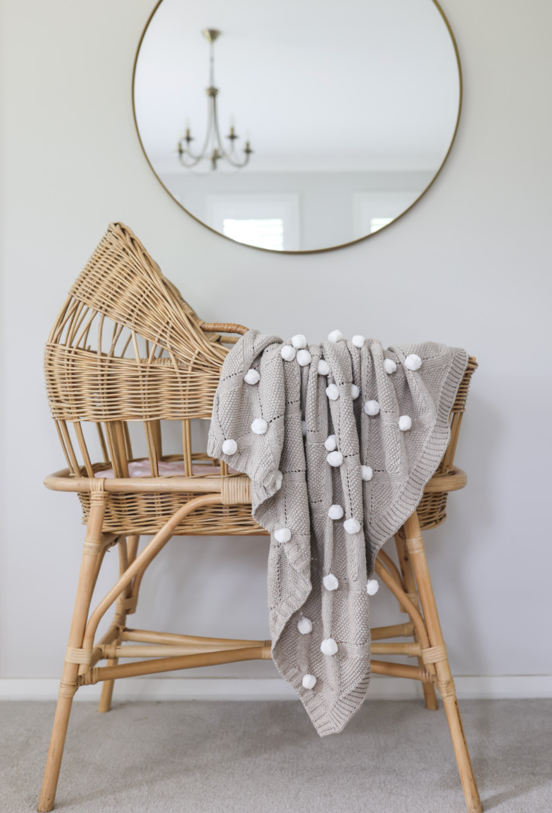 Pom Pom Baby Blanket Latte