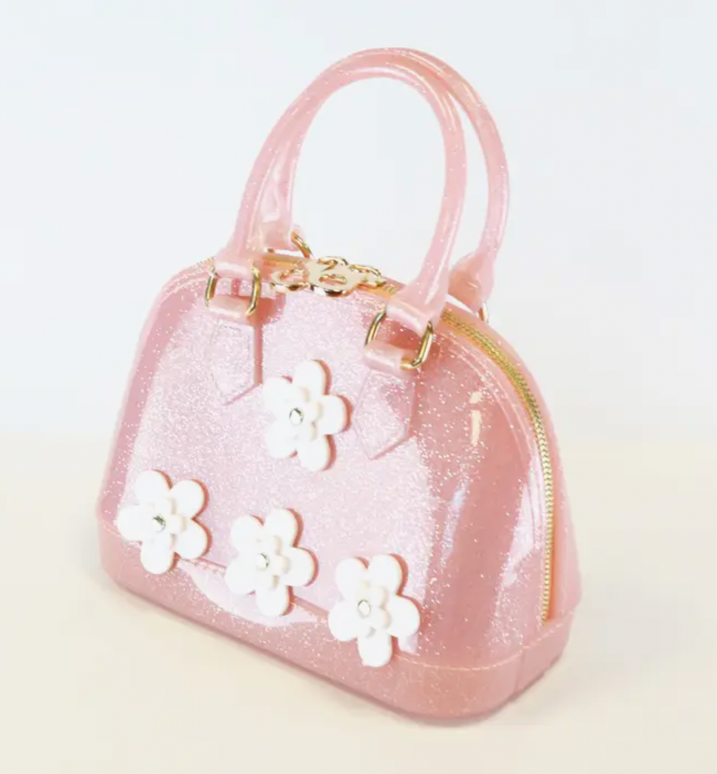 Pink Floral Jelly Bowling Bag
