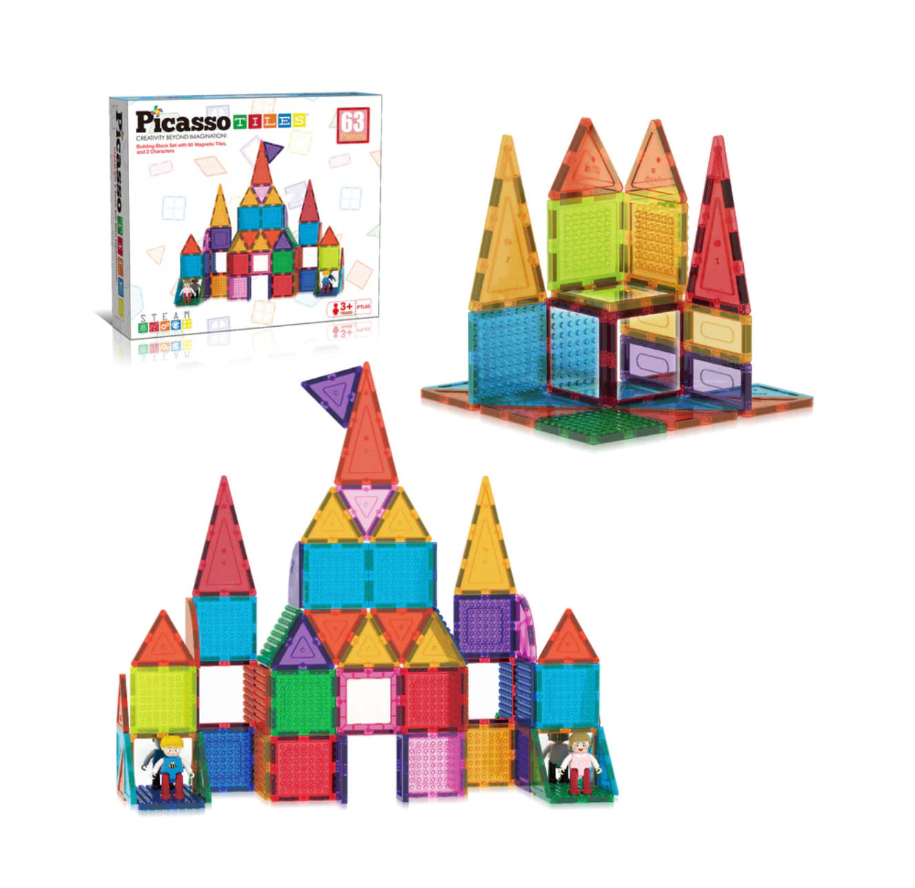 63 Piece Magnetic Building Tiles Toy Set – Baby Braithwaite