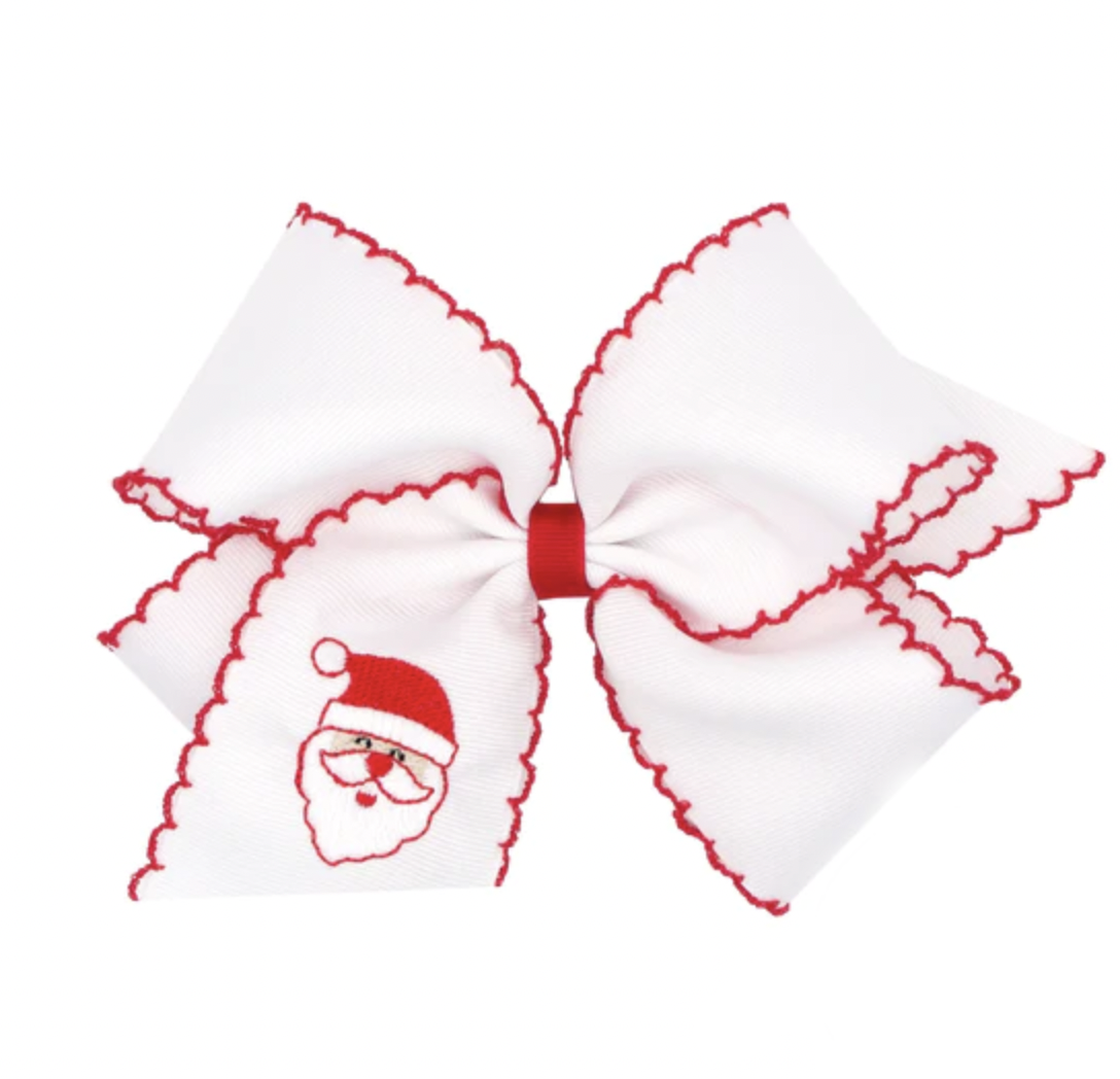 Medium Embroidered Santa Hair Bow 2023