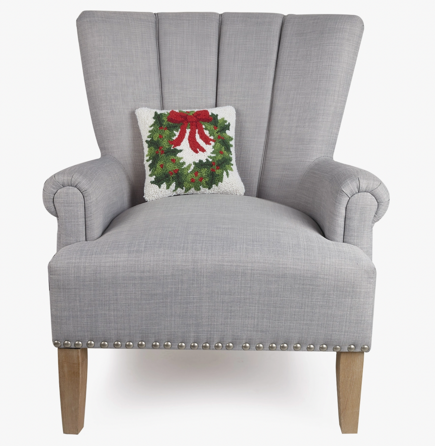 Hook Pillow, Wreath with Red Bow