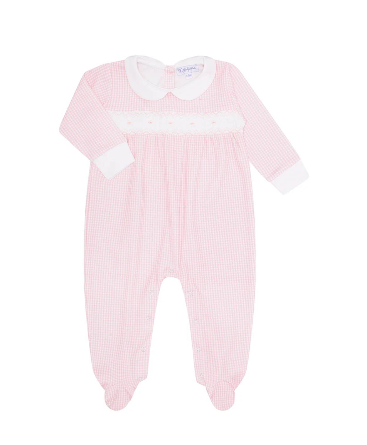 Pink Gingham Smocked Footie
