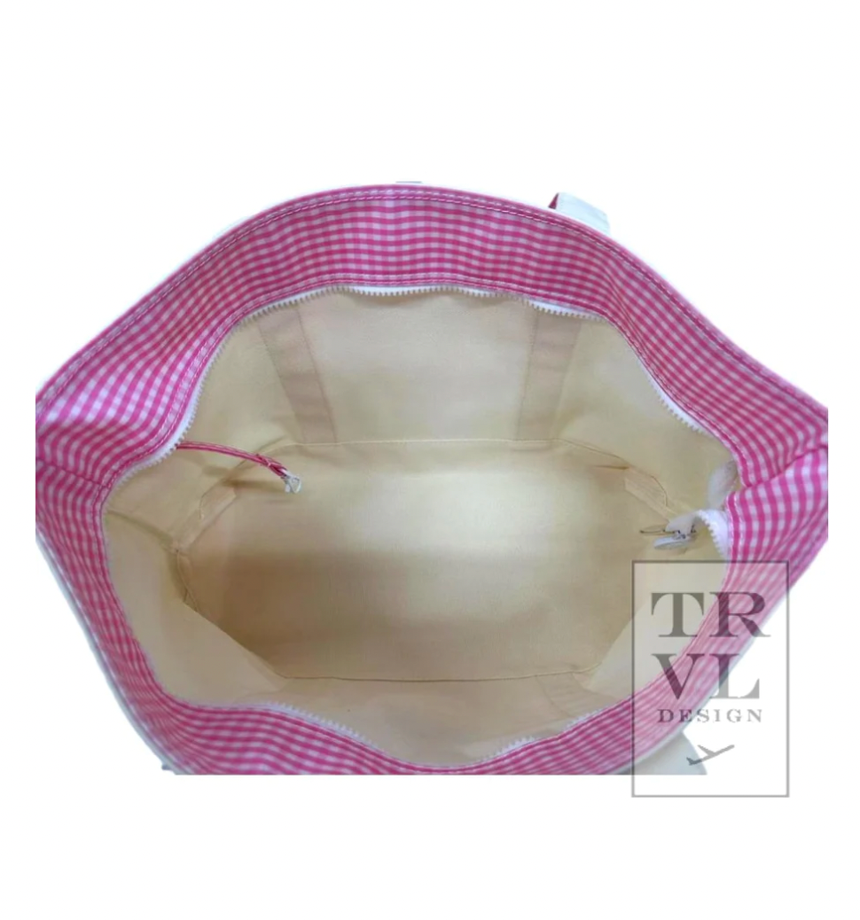 Medium Tote, Gingham Pink Trim
