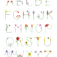 Flower Alphabet Print, 11" x 14" -  Framed in White