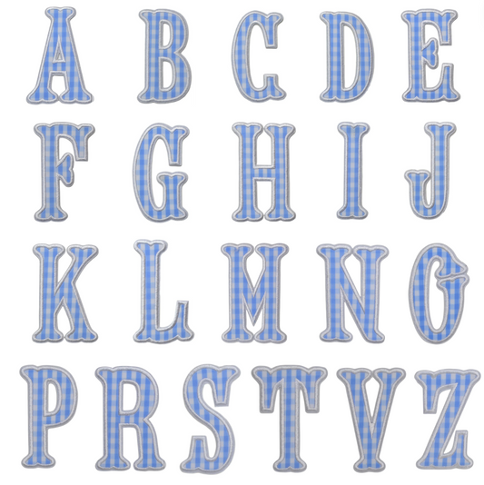 Applique Letters, Gingham Sky (sold individually- only works with TRVL coated items)