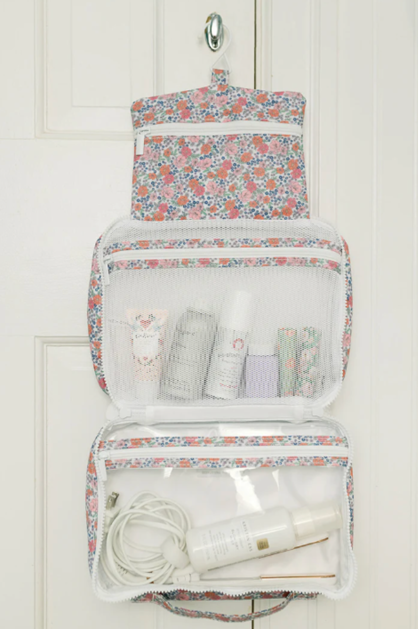 Bundle Up2 Hanging Toiletry Bag, Ribbon Floral Blue