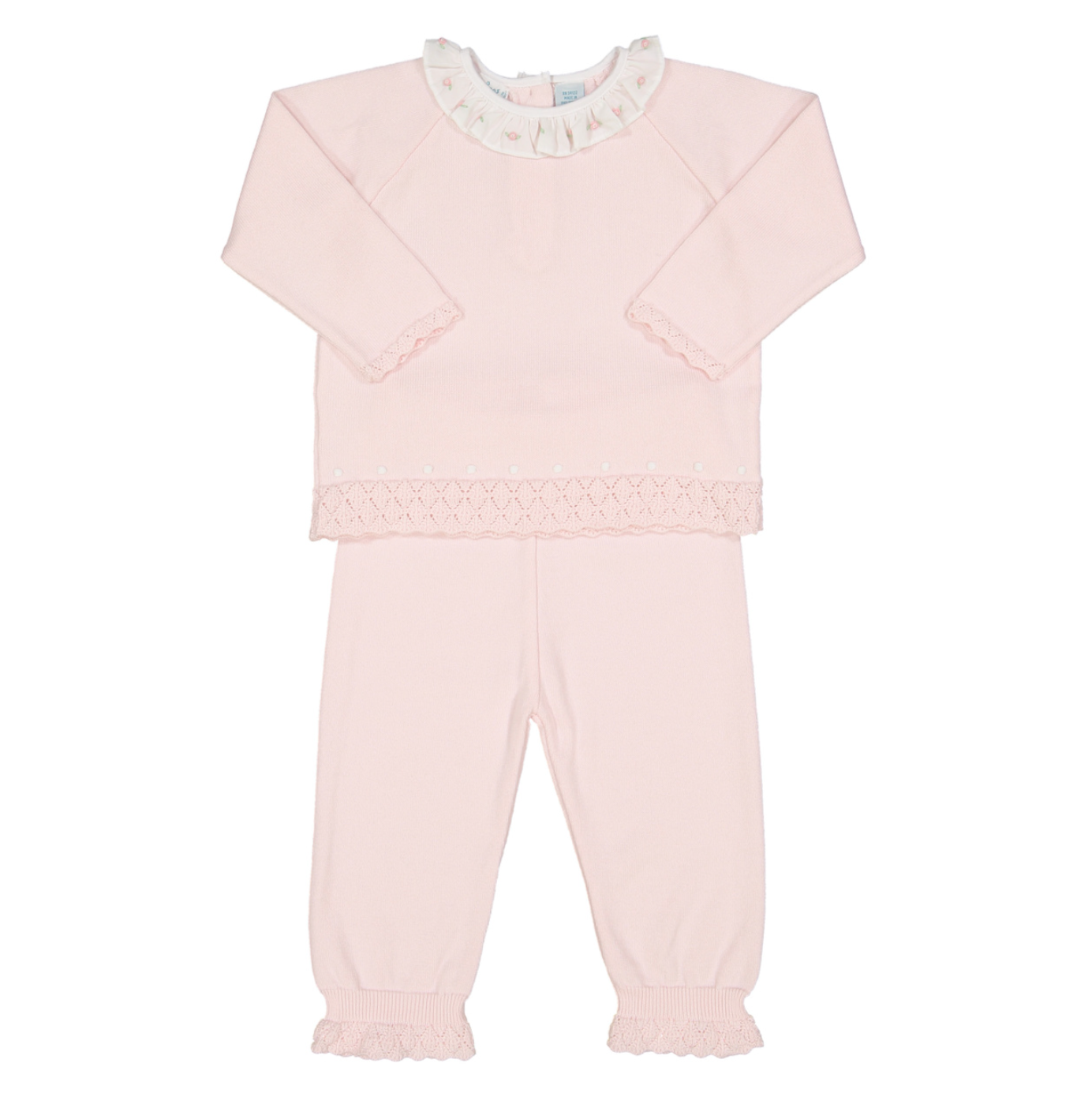 Rose Ruffle Collar Diamond Knit Set
