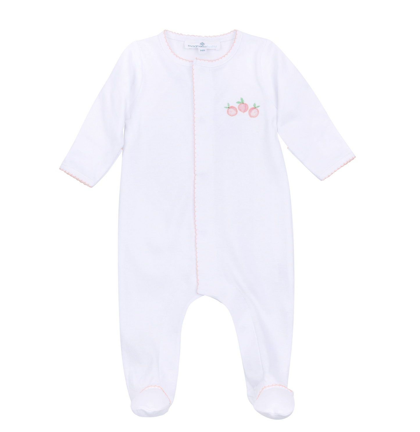 Summer Peaches Embroidered Footie