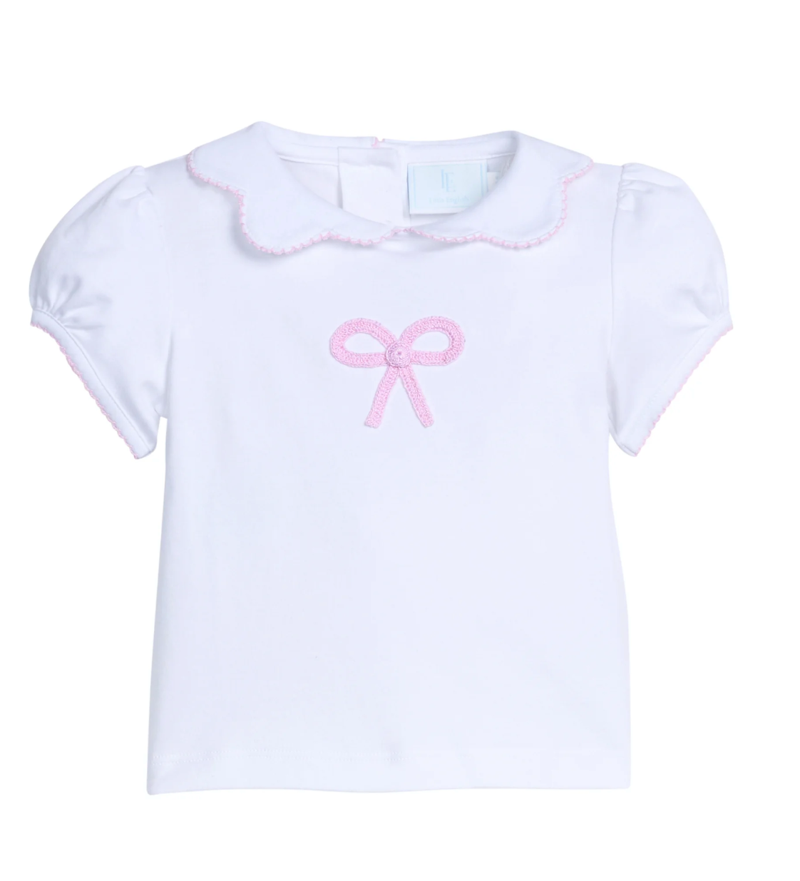 Crochet Peter Pan Blouse, Pink Bow