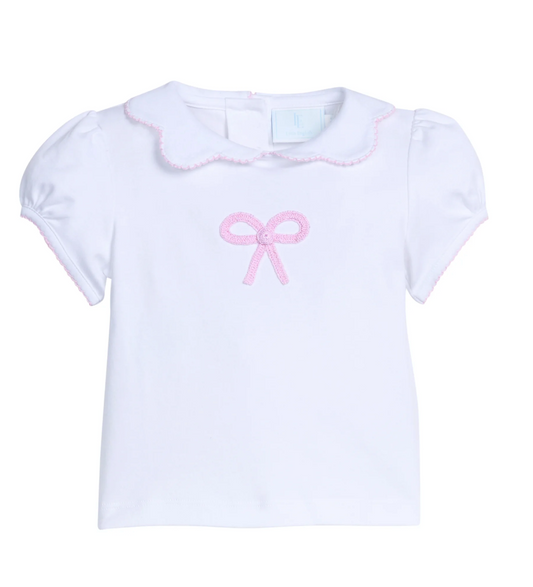 Crochet Peter Pan Blouse, Pink Bow