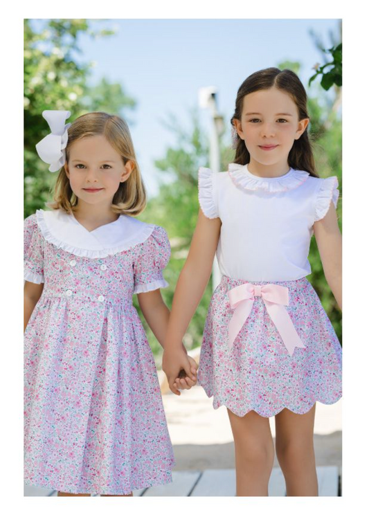 Pink Ditsy Floral Skirt