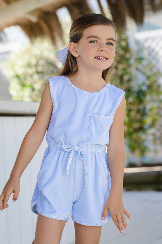 Blue Ditsy Floral Girl Cover Up