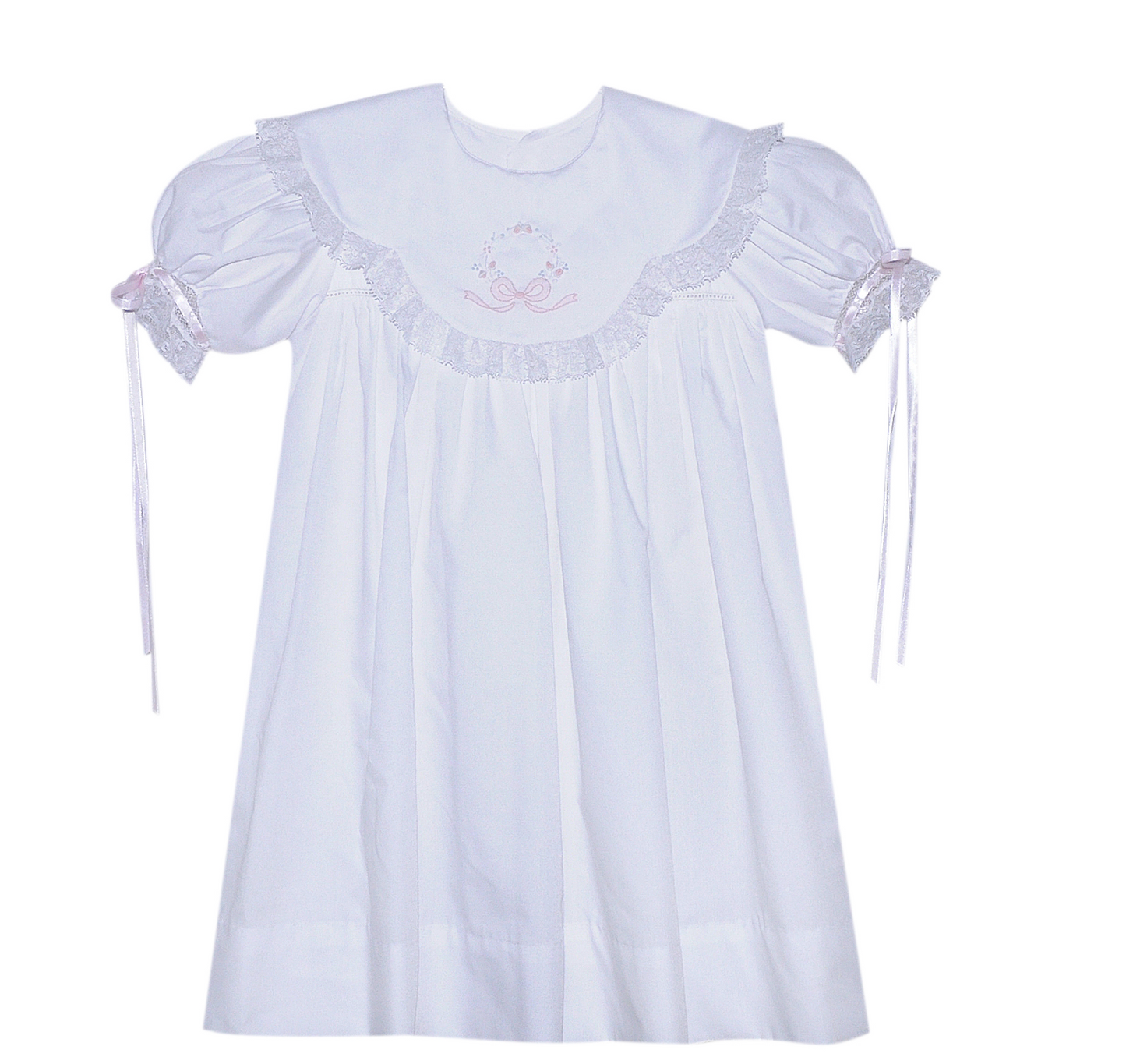 White Grace Dress with Lace Scallop Collar