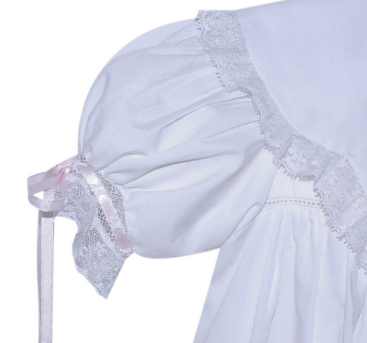 White Grace Dress with Lace Scallop Collar