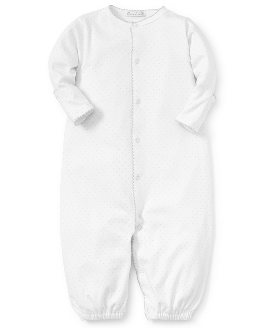 Polka Dot Converter Gown, White with Grey