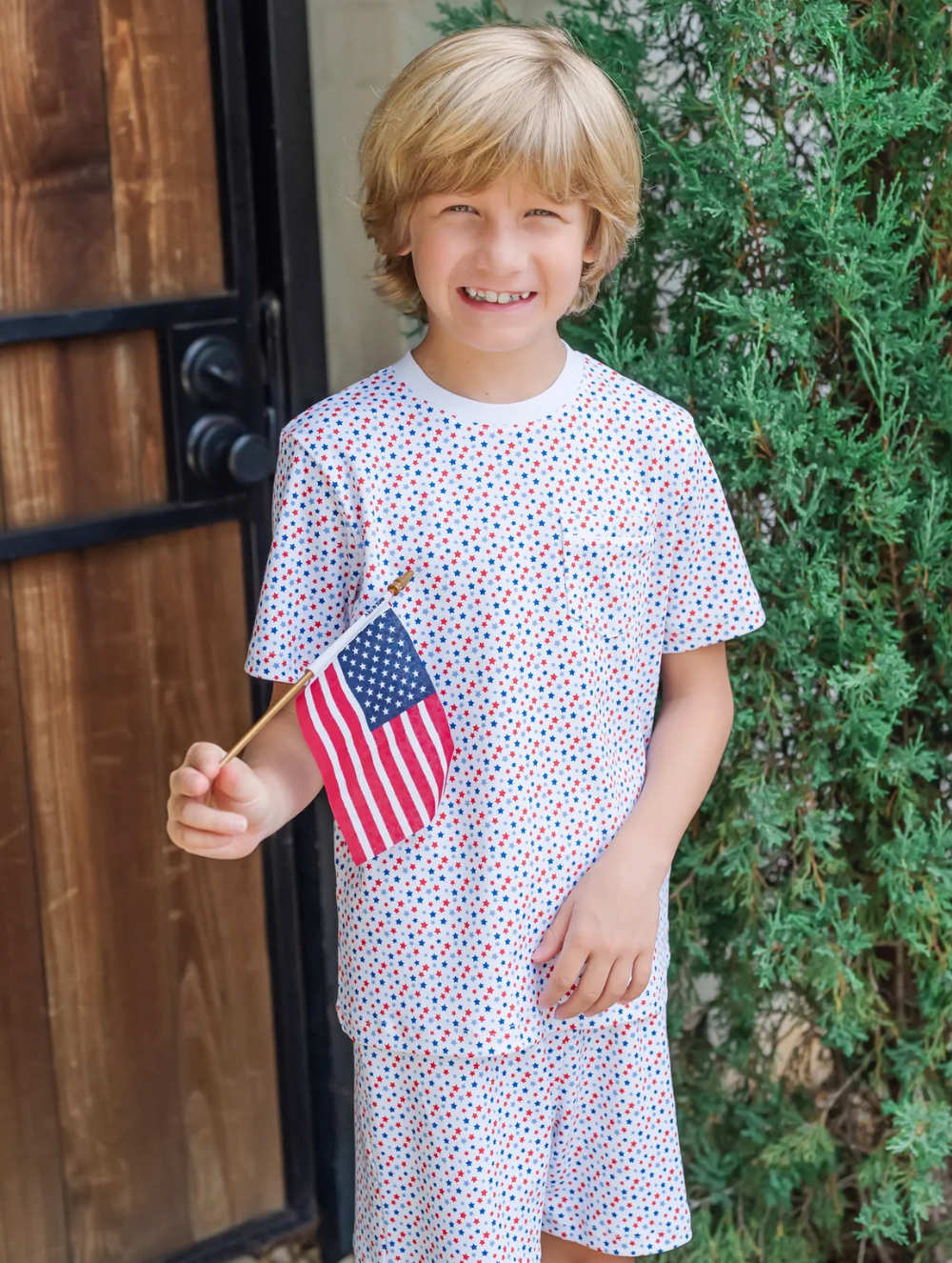 Charles Boy's Pima Cotton Pajama Short Set Star Spangled