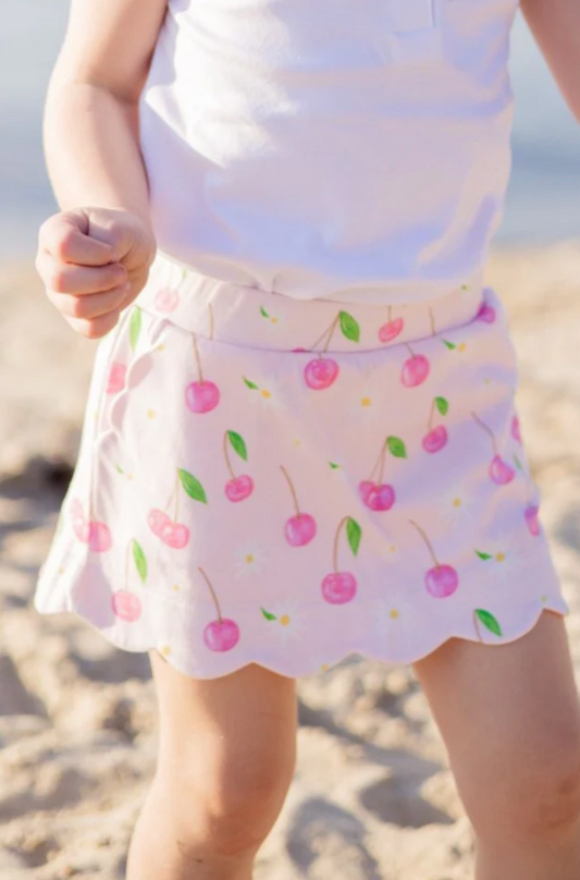 Cherry Blooms Scallop Skort