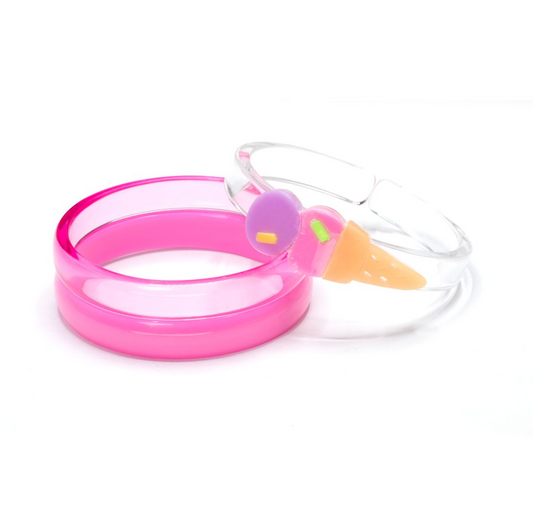 Set of 3 Bangles, Ice Cream Double Scoop Pink