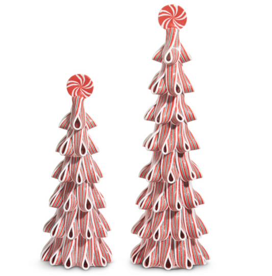 Ribbon Candy Tree, Red & Green Set of 2