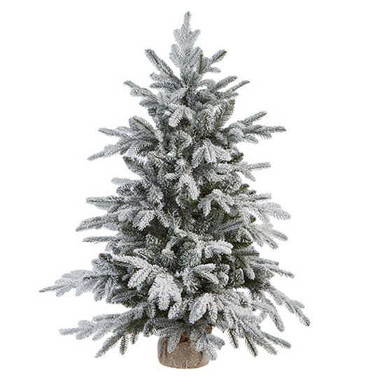 Flocked Tree In Burlap Bag, 3.75 Foot