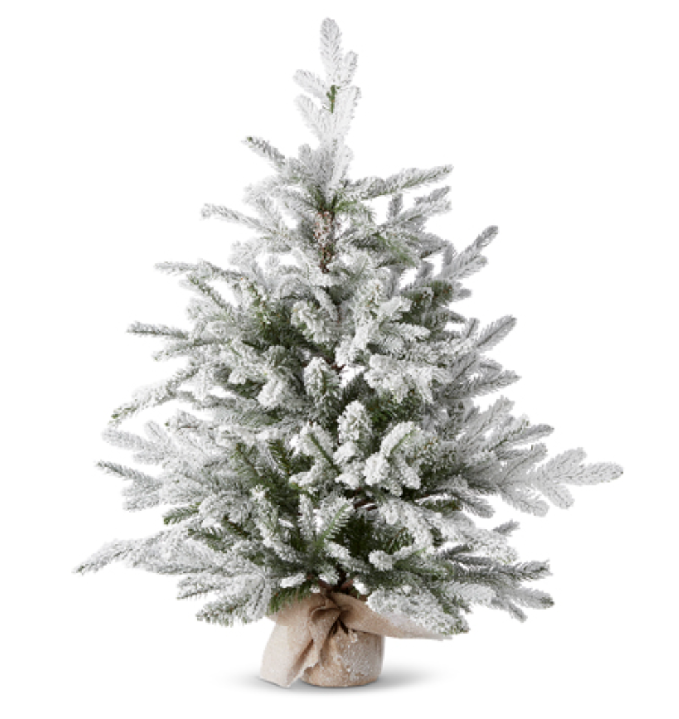 Flocked Tree In Burlap Bag, 3 Foot