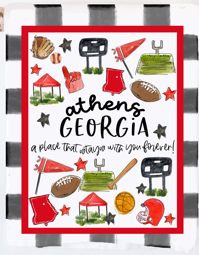 Athens, GA Collage Style Gingham Towels