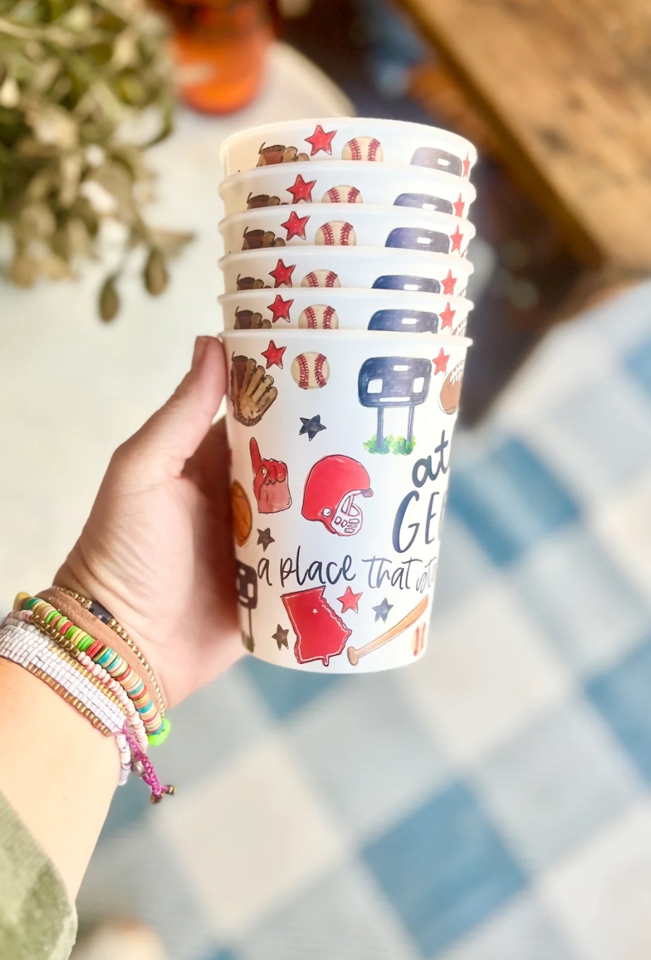 Set of 6 Cups, Athens Georgia Collage